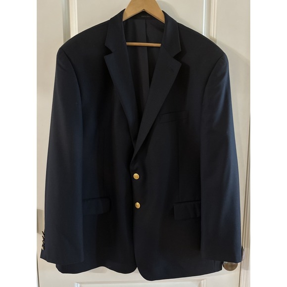 Lauren Ralph Lauren Men's 48R Navy Wool Blazer Gold Button Preppy Classic